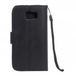 Wholesale Galaxy S6 Premium Flip Leather Wallet Case with Strap (Black)